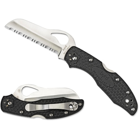 Spyderco 2024 Spyderco Meadowlark 2 Rescue Lightweight Black Serrated SPY-BY19SBK2